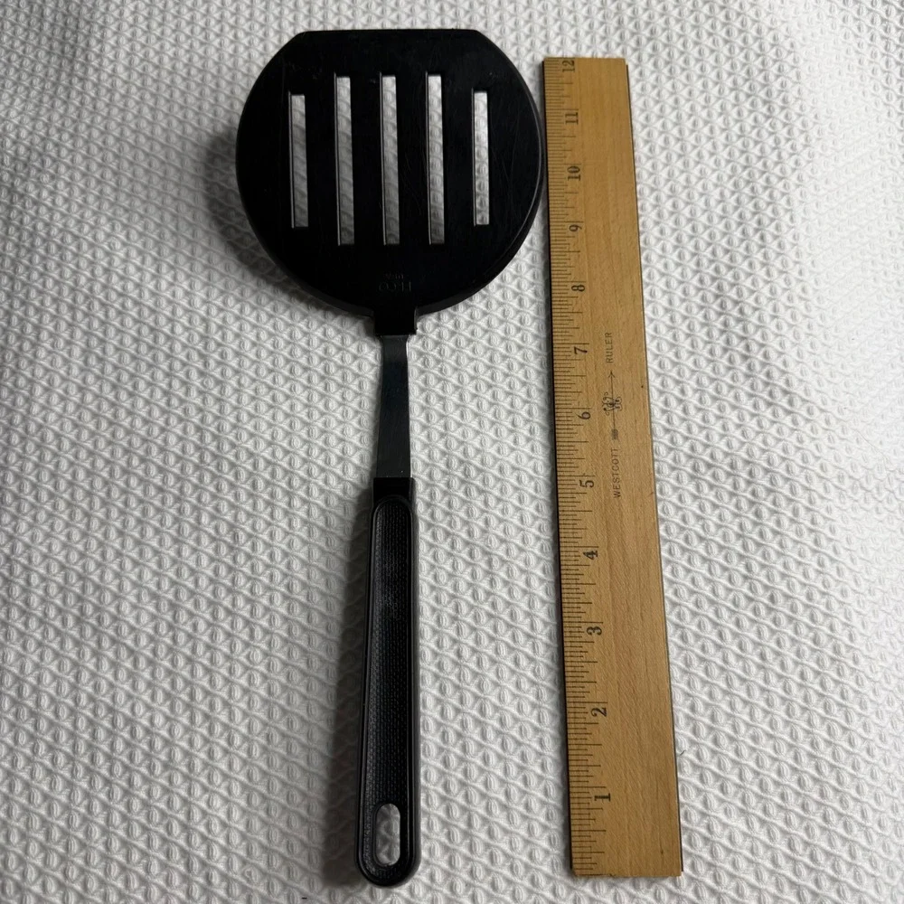 Ekco USA Vintage Wide Slotted Spatula Black Nylon Stainless Steel Turner Flipper
